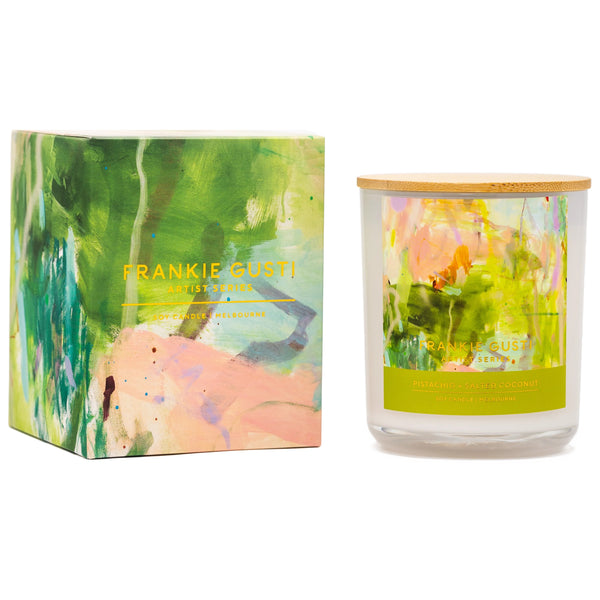 Artist Series Candle | Pistachio + Salted Coconut | Kate Eliza. Australian Art Prints and Homewares. Green Door Decor. www.greendoordecor.com.au