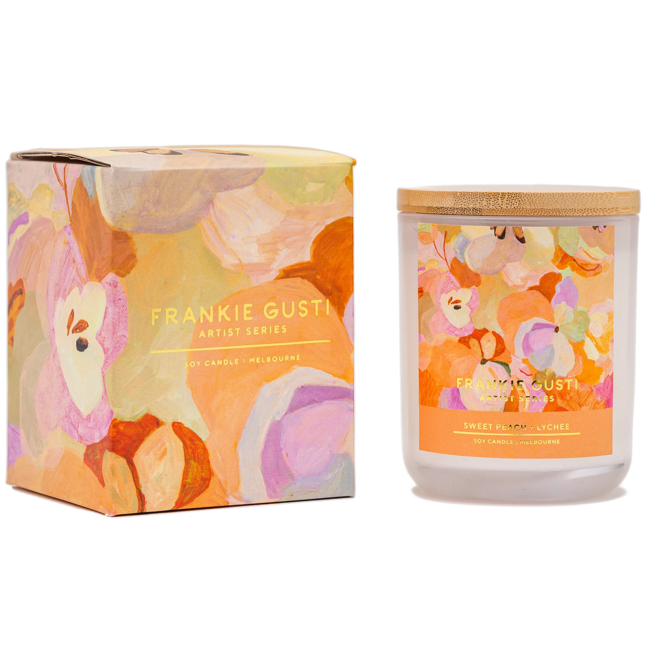 Artist Series Candle | Sweet Peach + Lychee | Jade Fisher. Australian Art Prints and Homewares. Green Door Decor. www.greendoordecor.com.au