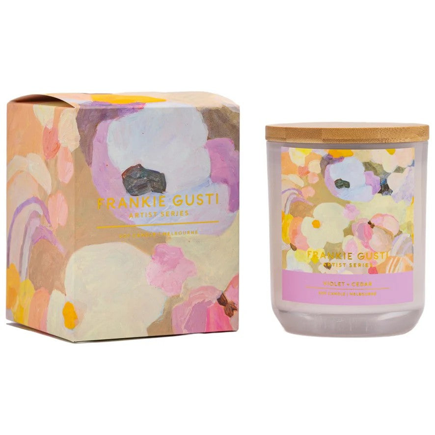 Artist Series Candle | Violet + Cedar | Jade Fisher by Frankie Gusti. Australian Art Prints, Fashion and Homewares. Green Door Decor. www.greendoordecor.com.au