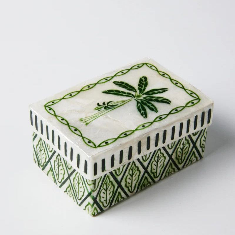 Atlantic Green Palm Box by Jones and Co. Australian Art Prints and Homewares. Green Door Decor. www.greendoordecor.com.au