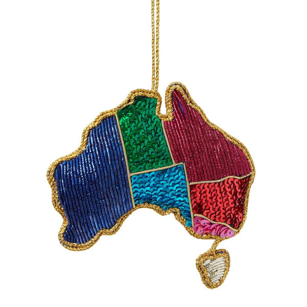 Australia Forever | Sequin Hanging Christmas Tree Decoration by Florabelle. Australian Art Prints and Homewares. Green Door Decor. www.greendoordecor.com.au