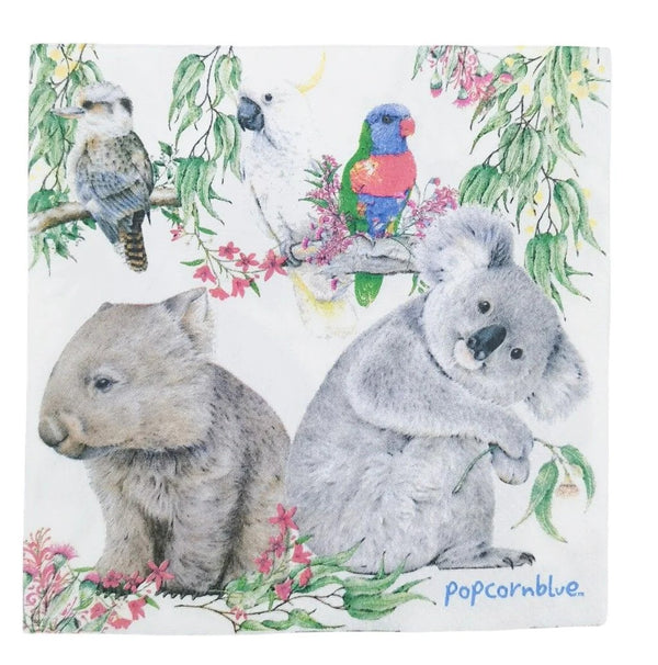 Australiana Napkins | Popcorn Blue X Urban Products. Australian Art Prints, Fashion and Homewares. Green Door Decor. www.greendoordecor.com.au