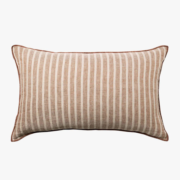 'Ava' Stripe Toffee Rectangle Cushion (65x40cm) by L&M Home. Australian Art Prints and Homewares. Green Door Decor. www.greendoordecor.com.au