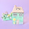 Tealight House | Mint Green House with Flower by Yellow Rock Decor. Australian Art Prints and Homewares. Green Door Decor. www.greendoordecor.com.au