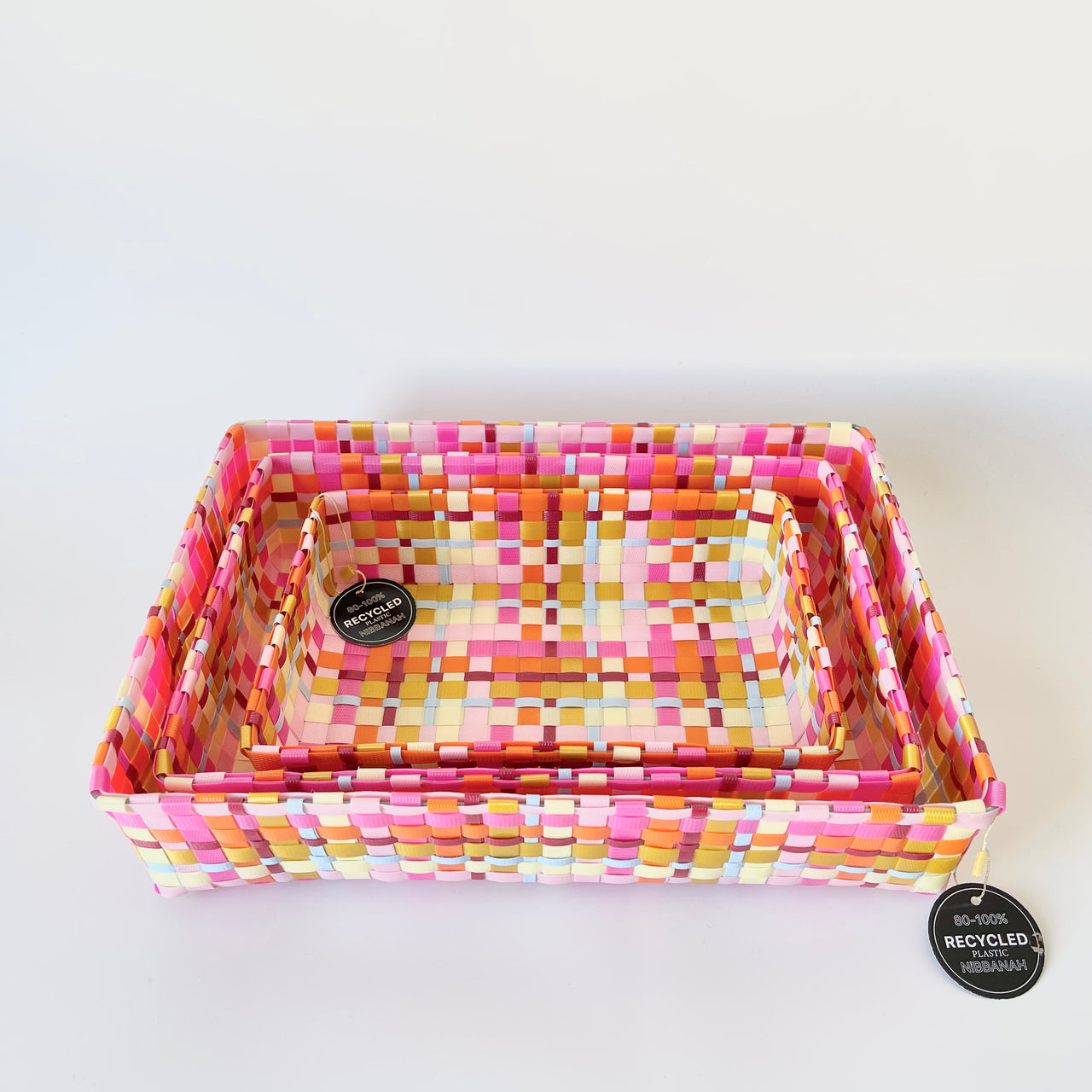 Recycled Plastic Tray - 3 Sizes | Pink Multi by Nibbanah. Australian Art Prints, Gifts, Fashion and Homewares. Green Door Decor. www.greendoordecor.com.au