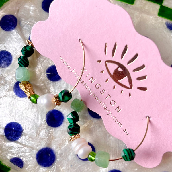 'Large Green Mix' Hoop Earrings by Kingston Jewellery. Australian Art Prints, Fashion and Homewares. Green Door Decor. www.greendoordecor.com.au