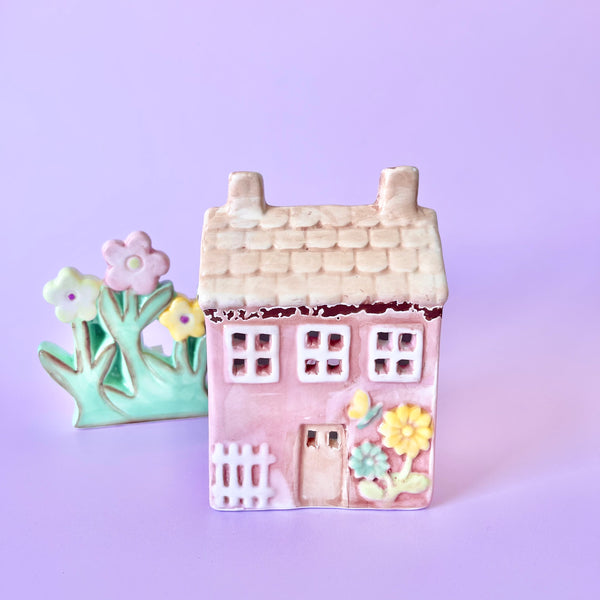 Tealight House | Pink House with Butterfly by Yellow Rock Decor. Australian Art Prints and Homewares. Green Door Decor. www.greendoordecor.com.au