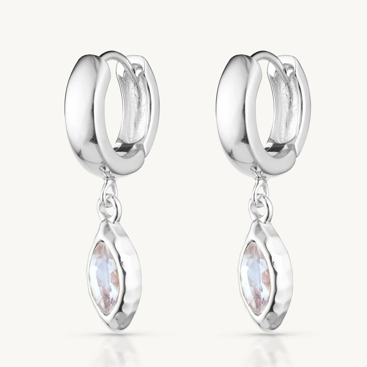 'Belle Moonstone' Silver Huggies by ToniMay. Australian Art Prints and Homewares. Green Door Decor. www.greendoordecor.com.au