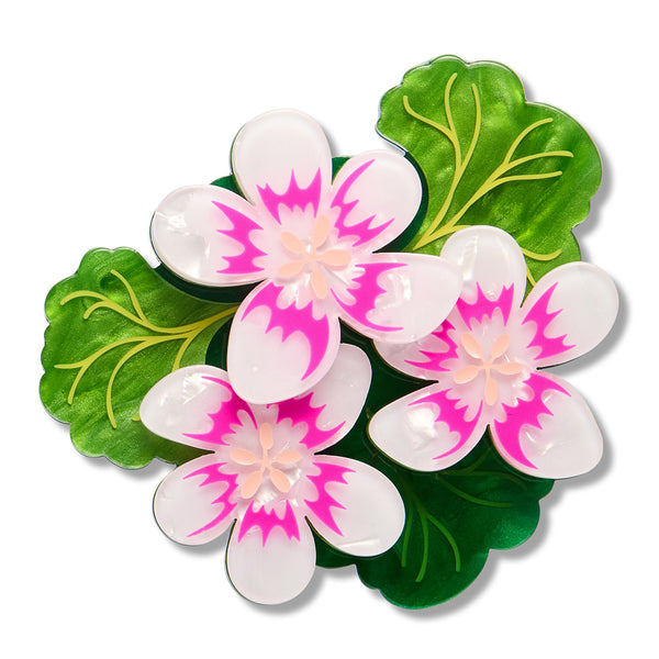 Austral Stork's-Bill Brooch | Erstwilder X Royal Botanic Gardens Victoria. Australian Art Prints, Gifts, Fashion and Homewares. Green Door Decor. www.greendoordecor.com.au
