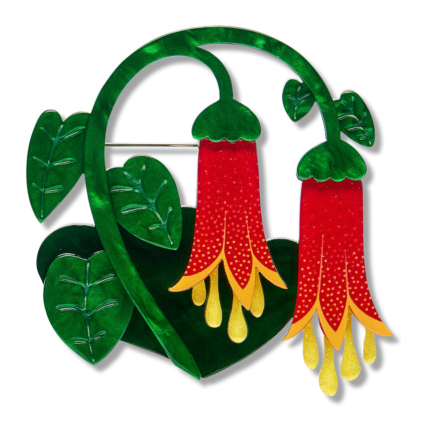 Common Correa Brooch | Erstwilder X Royal Botanic Gardens Victoria. Australian Art Prints, Gifts, Fashion and Homewares. Green Door Decor. www.greendoordecor.com.au