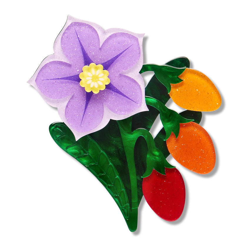 Kangaroo Apple Brooch | Erstwilder X Royal Botanic Gardens Victoria. Australian Art Prints, Gifts, Fashion and Homewares. Green Door Decor. www.greendoordecor.com.au