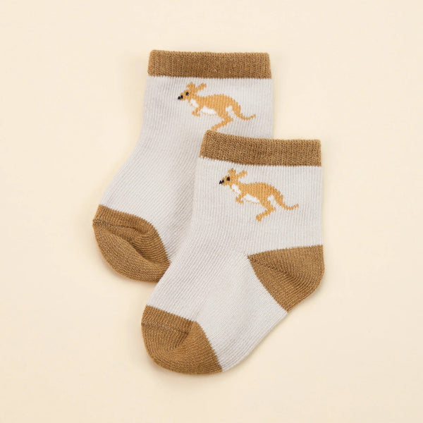 Organic Cotton Baby Socks | Kangaroo by Lummi in Colour. Australian Art Prints, Gifts, Fashion and Homewares. Green Door Decor. www.greendoordecor.com.au