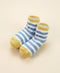 Organic Cotton Baby Socks | Mustard & Blue Stripes by Lummi in Colour. Australian Art Prints, Gifts, Fashion and Homewares. Green Door Decor. www.greendoordecor.com.au