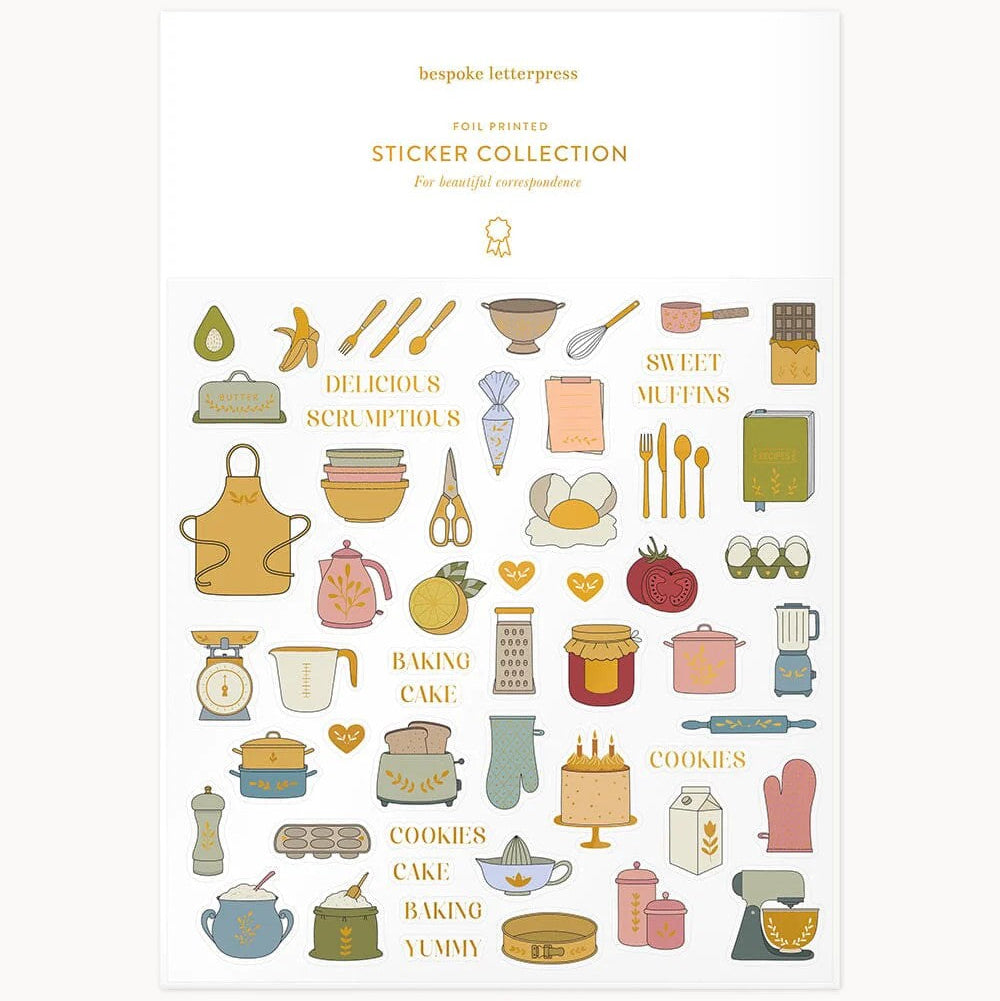 Baking Sticker Sheet by Bespoke Letterpress. Australian Art Prints and Homewares. Green Door Decor. www.greendoordecor.com.au