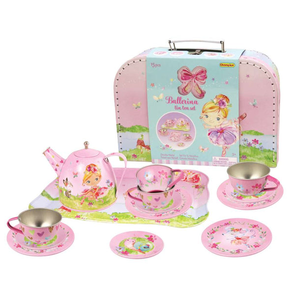 Ballerina Tin Tea Set in Suitcase by Eleganter Australia. Australian Art Prints, Gifts, Fashion and Homewares. Green Door Decor. www.greendoordecor.com.au