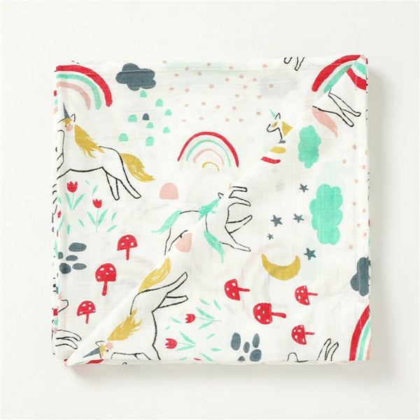 Bamboo/Cotton Muslin Baby Wrap | White Rainbow by Lily & George. Australian Art Prints, Gifts, Fashion and Homewares. Green Door Decor. www.greendoordecor.com.au
