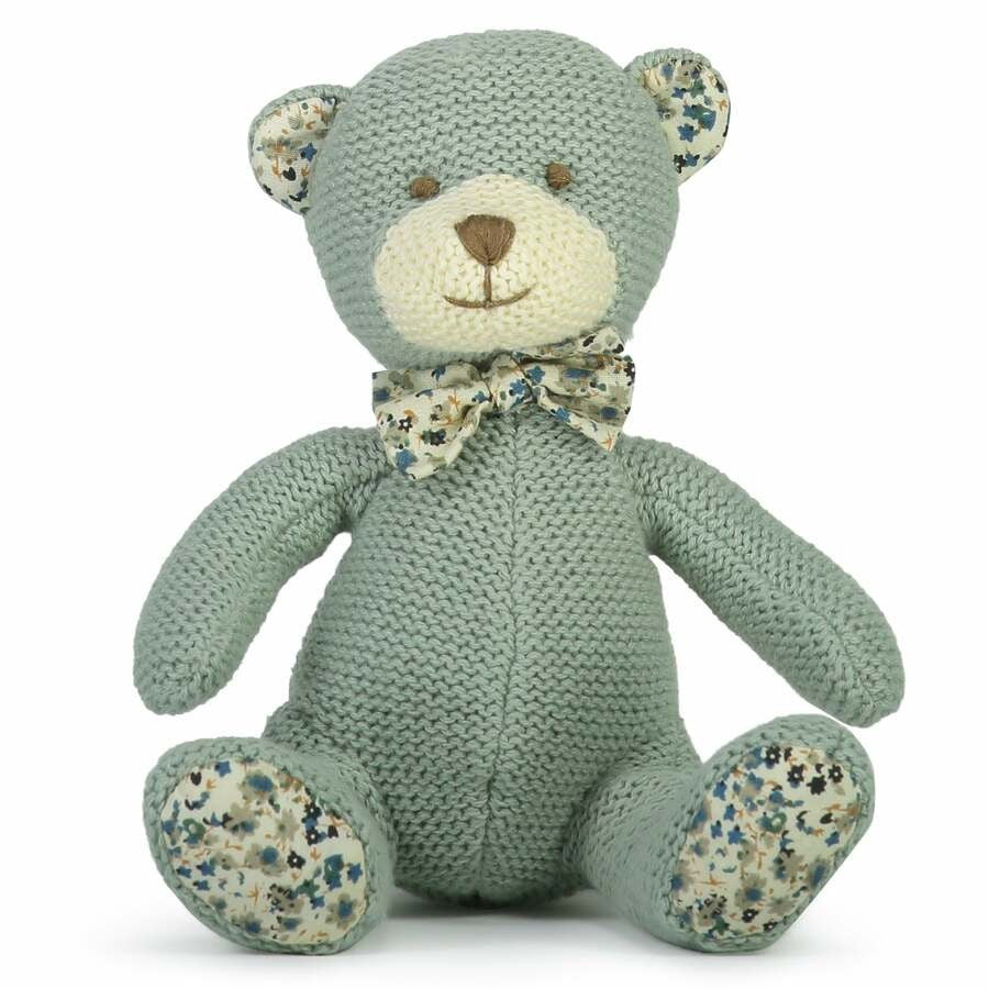 'Barney Bear' Mini Knitted Soft Toy by Lily & George. Australian Art Prints and Homewares. Green Door Decor. www.greendoordecor.com.au