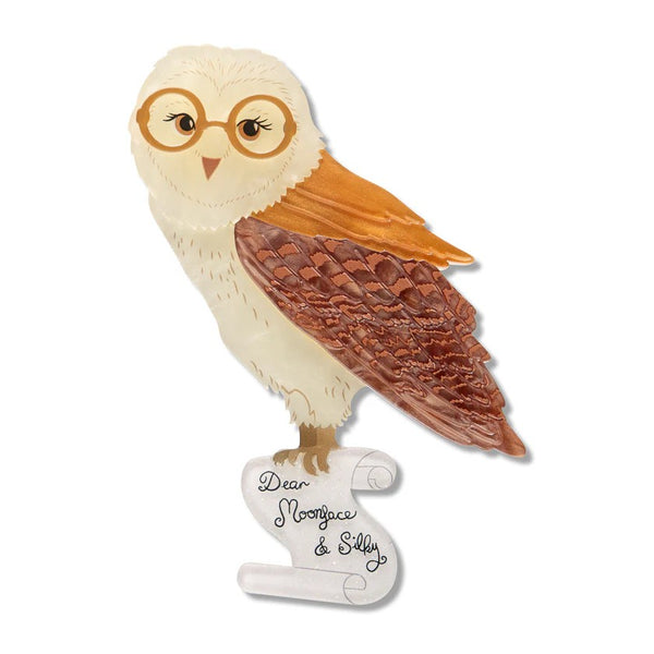 Barny Owl Brooch | Erstwilder x Fleur Harris x Enid Blyton 'The Magic Faraway Tree'. Australian Art Prints, Gifts, Fashion and Homewares. Green Door Decor. www.greendoordecor.com.au