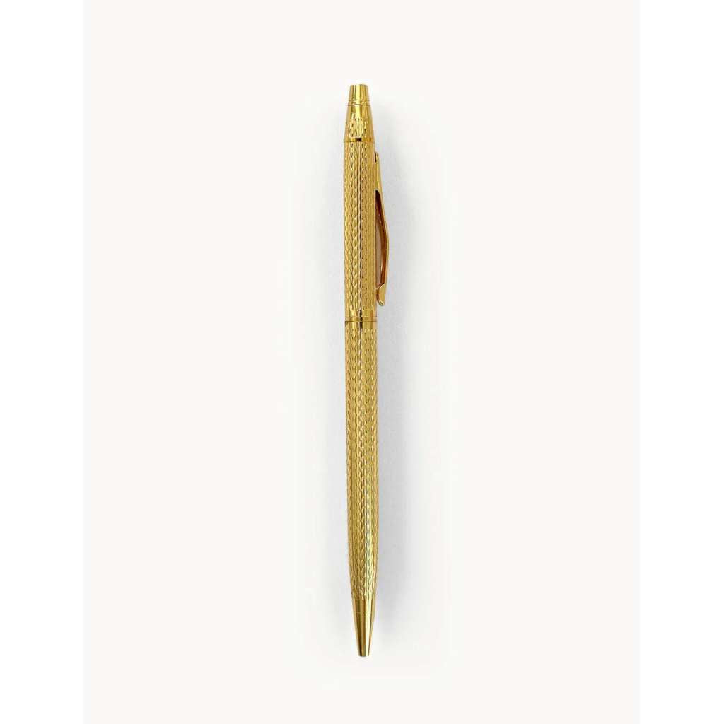 Basket Weave Gold Ballpoint Pen by Bespoke Letterpress. Australian Art Prints, Gifts, Fashion and Homewares. Green Door Decor. www.greendoordecor.com.au