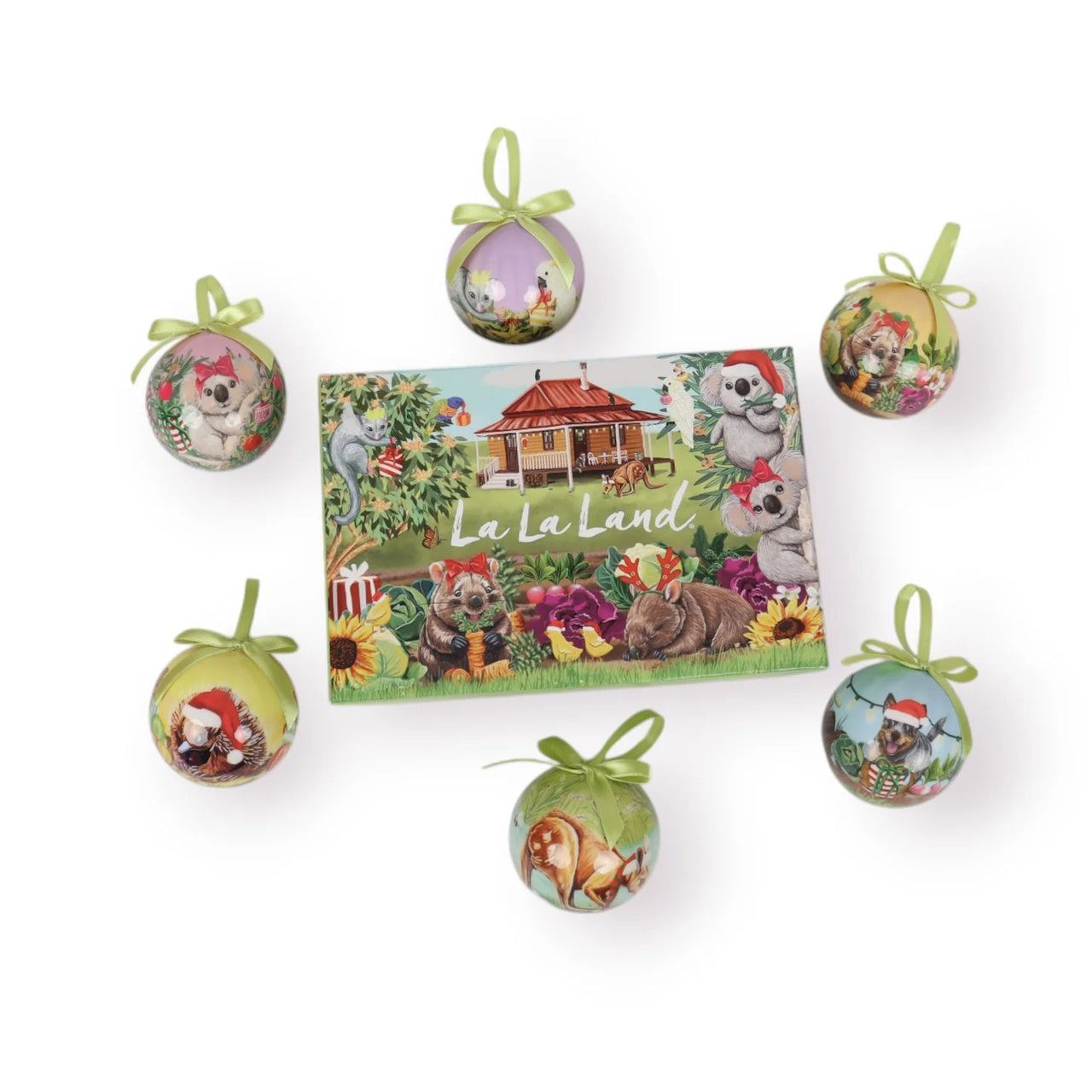 Bauble Box Set | Garden Giggles by La La Land. Australian Art Prints and Homewares. Green Door Decor. www.greendoordecor.com.au