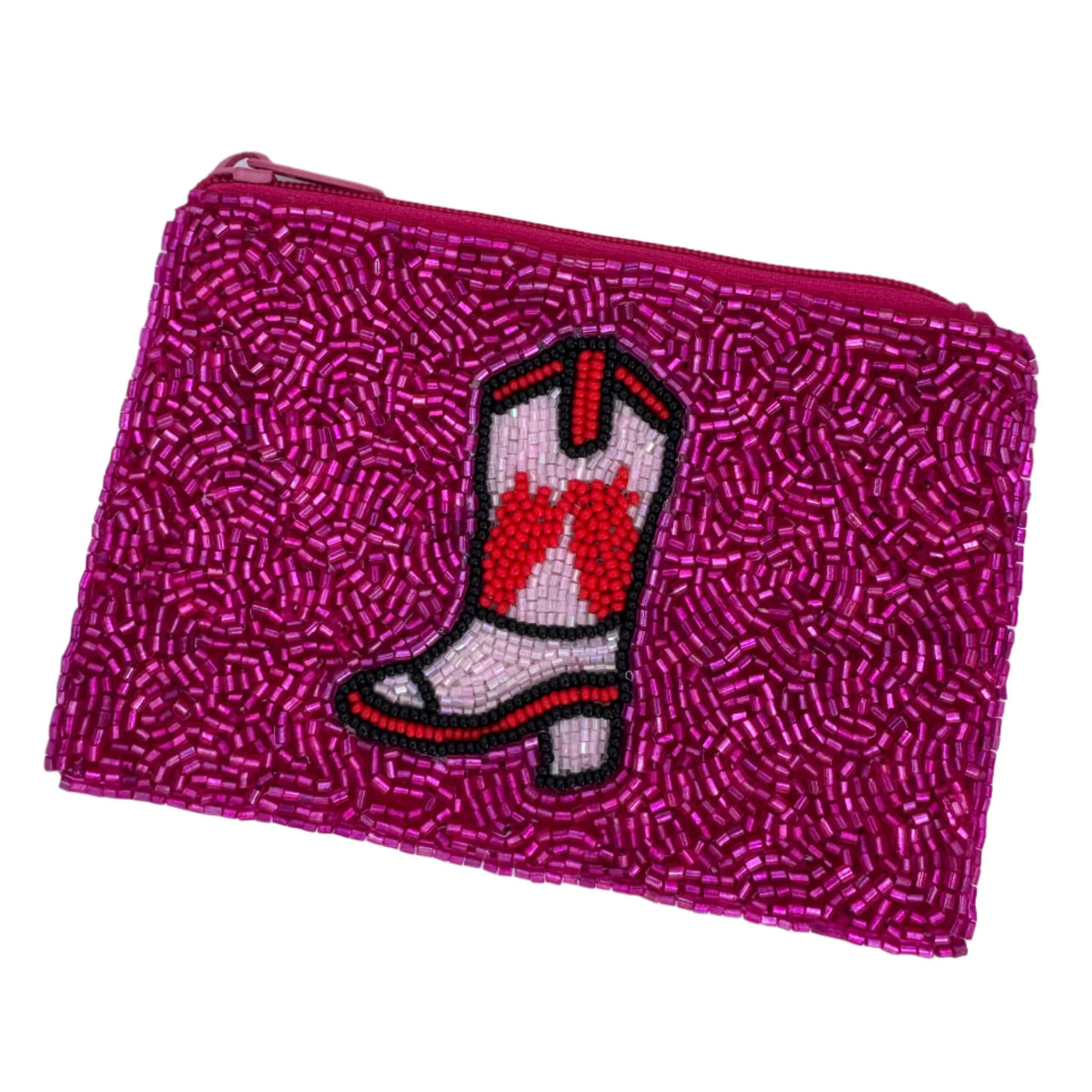 Beaded Coin Purse | Pink Cowboy Boot by Mink & Me. Australian Art Prints and Homewares. Green Door Decor. www.greendoordecor.com.au
