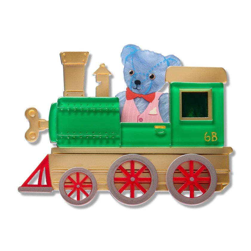 Bear Station Brooch | Erstwilder x Fleur Harris x Enid Blyton 'The Magic Faraway Tree'. Australian Art Prints, Gifts, Fashion and Homewares. Green Door Decor. www.greendoordecor.com.au