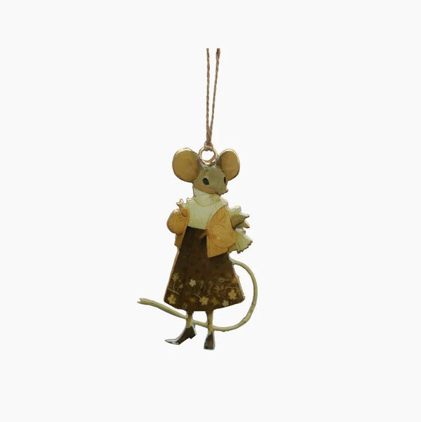 Beatrice Ochre Hanging Mouse | Christmas Hanging Decoration by French Country Collections. Australian Art Prints and Homewares. Green Door Decor. www.greendoordecor.com.au