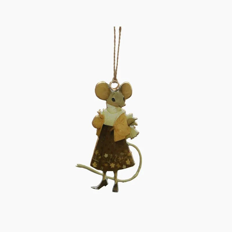 Beatrice Ochre Hanging Mouse | Christmas Hanging Decoration by French Country Collections. Australian Art Prints and Homewares. Green Door Decor. www.greendoordecor.com.au