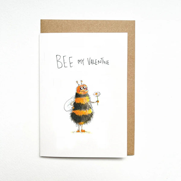 Bee My Valentine | Greeting Card by Well Drawn. Australian Art Prints and Homewares. Green Door Decor. www.greendoordecor.com.au