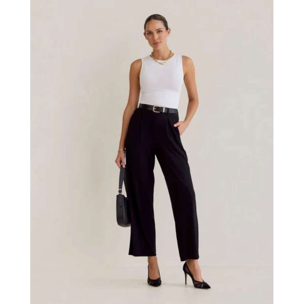 Billie Bamboo Wide Leg Dress Pant | Black by Lou Lou Australia. Australian Art Prints, Gifts, Fashion and Homewares. Green Door Decor. www.greendoordecor.com.au
