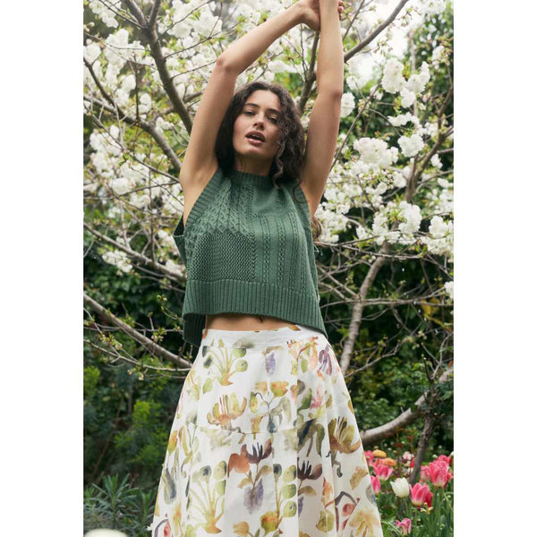 Billie Cable Vest | Cypress Green by Nancybird. Australian Art Prints, Fashion and Homewares. Green Door Decor. www.greendoordecor.com.au