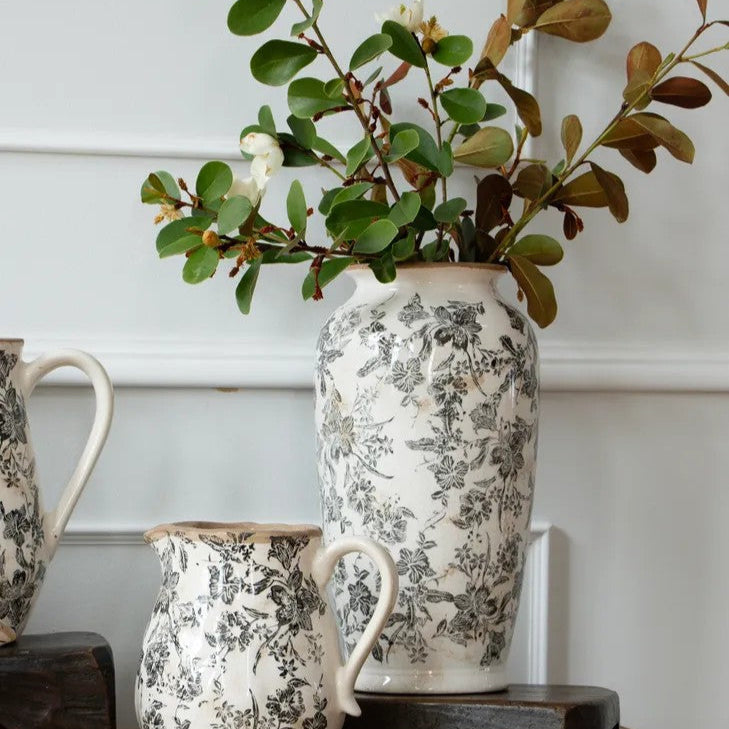 Large Floral Vase in Black by French Country Collections. Australian Art Prints and Homewares. Green Door Decor. www.greendoordecor.com.au