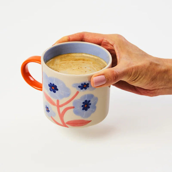 'Bloomie' Blue Flower Mug by Jones and Co. Australian Art Prints, Fashion and Homewares. Green Door Decor. www.greendoordecor.com.au