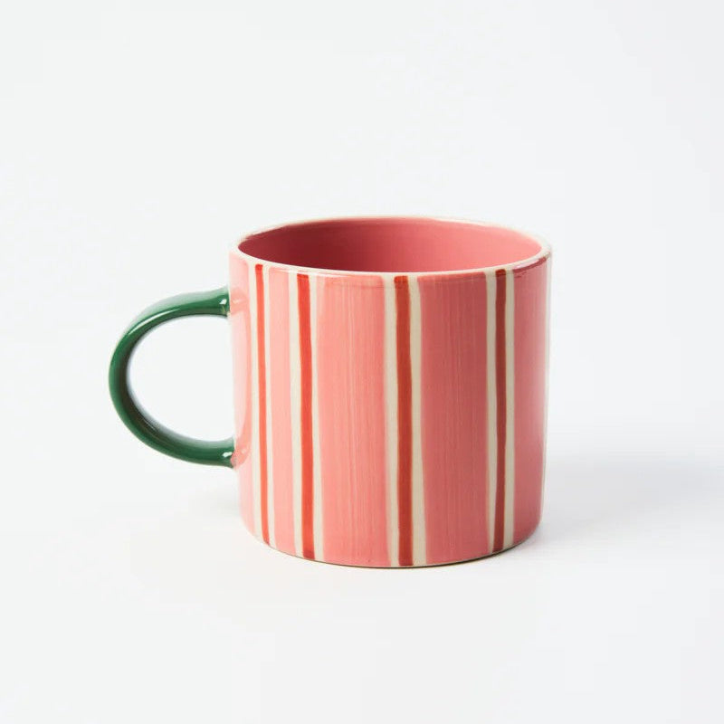 'Bloomie' Pink Stripe Mug by Jones and Co. Australian Art Prints, Fashion and Homewares. Green Door Decor. www.greendoordecor.com.au