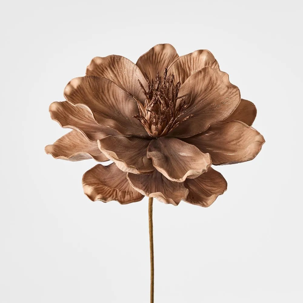 Faux Flower | Blooming Flower Stem - Taupe