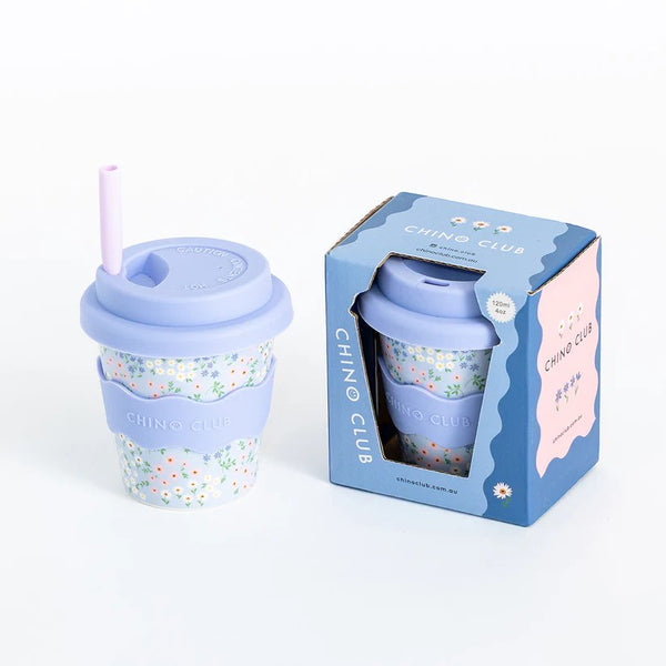 Baby Chino Cup (4oz) | Blue Floral  by Chino Club. Australian Art Prints and Homewares. Green Door Decor. www.greendoordecor.com.au