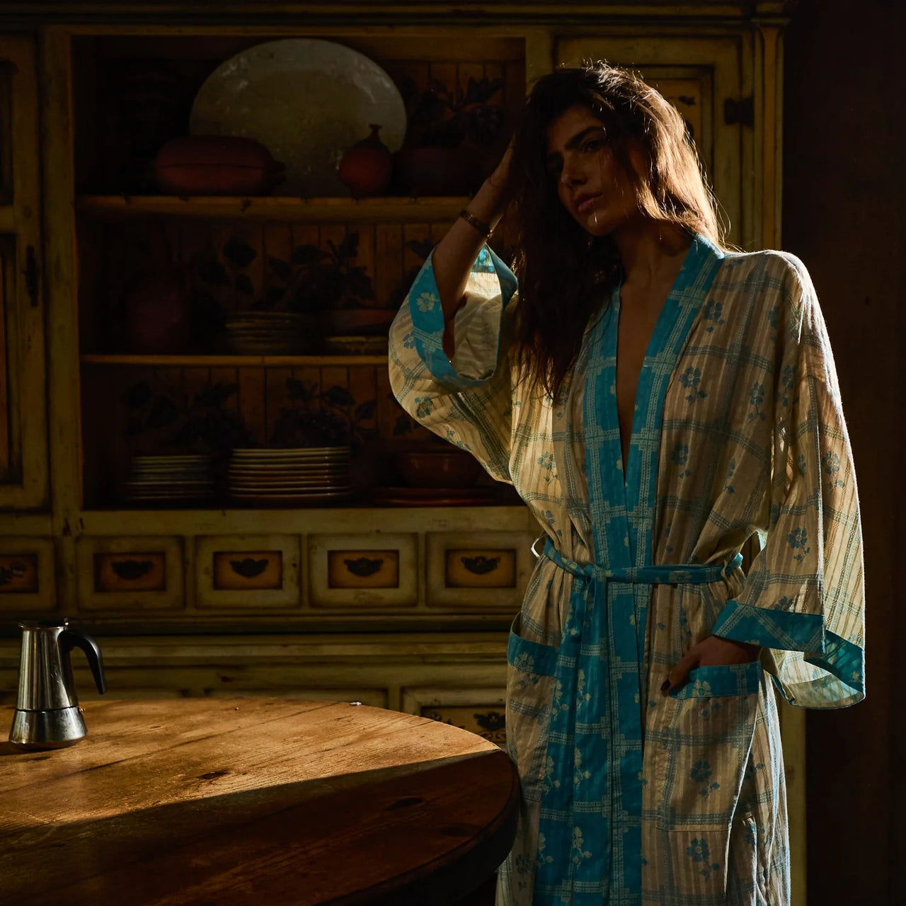 'Bonny' Cotton Robe | Turquoise by Sage and Clare. Australian Art Prints, Gifts, Fashion and Homewares. Green Door Decor. www.greendoordecor.com.au