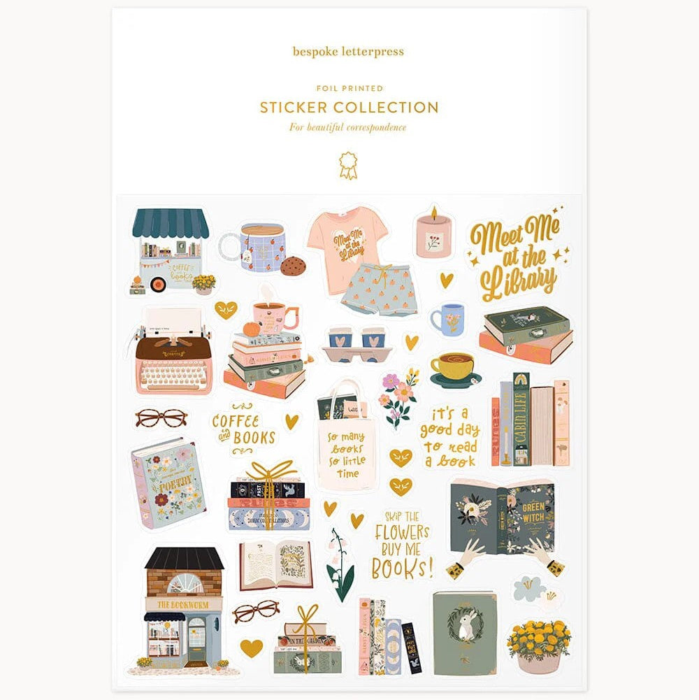 Book Lovers Sticker Sheet by Bespoke Letterpress. Australian Art Prints and Homewares. Green Door Decor. www.greendoordecor.com.au