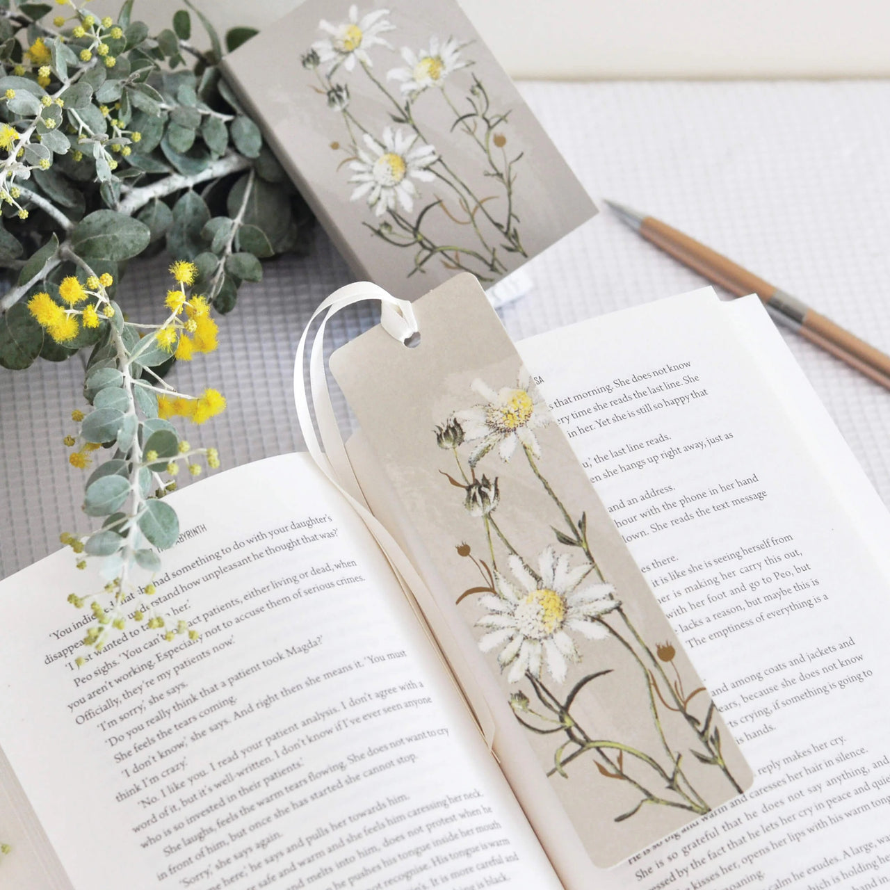 White Collection Bookmark | Flannel Flower by Bell Art. Australian Art Prints and Homewares. Green Door Decor. www.greendoordecor.com.au