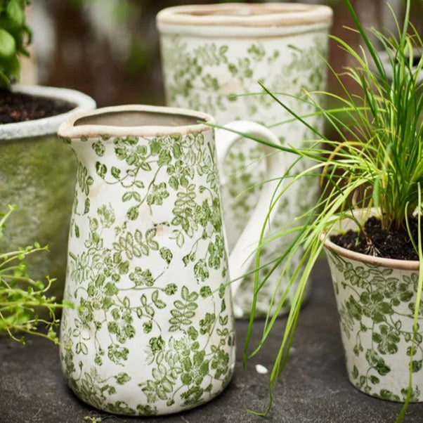 Botanical Ceramic Jug in Green by French Country Collections. Australian Art Prints and Homewares. Green Door Decor. www.greendoordecor.com.au
