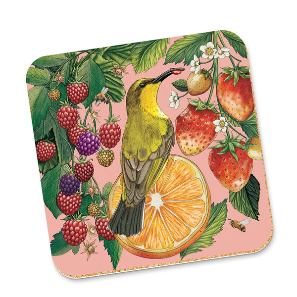 Corky Coaster | Bountiful Harvest Bird by La La Land. Australian Art Prints, Gifts, Fashion and Homewares. Green Door Decor. www.greendoordecor.com.au