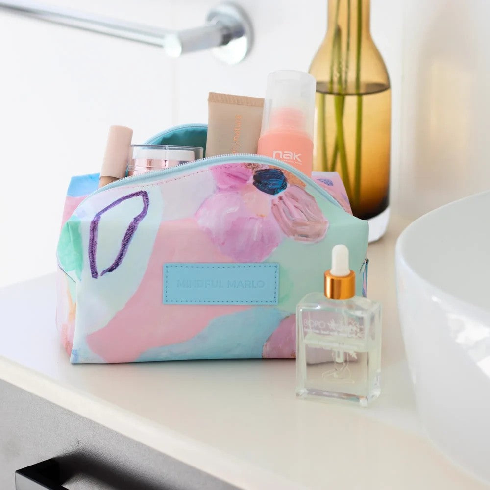 Box Makeup Cosmetic Bag | Fleur by Mindful Marlo. Australian Art Prints, Gifts, Fashion and Homewares. Green Door Decor. www.greendoordecor.com.au