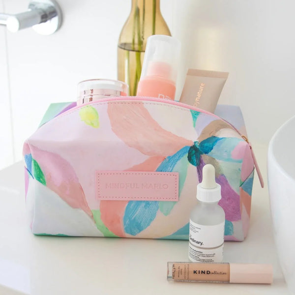 Box Makeup Cosmetic Bag | Fleur by Mindful Marlo. Australian Art Prints, Gifts, Fashion and Homewares. Green Door Decor. www.greendoordecor.com.au