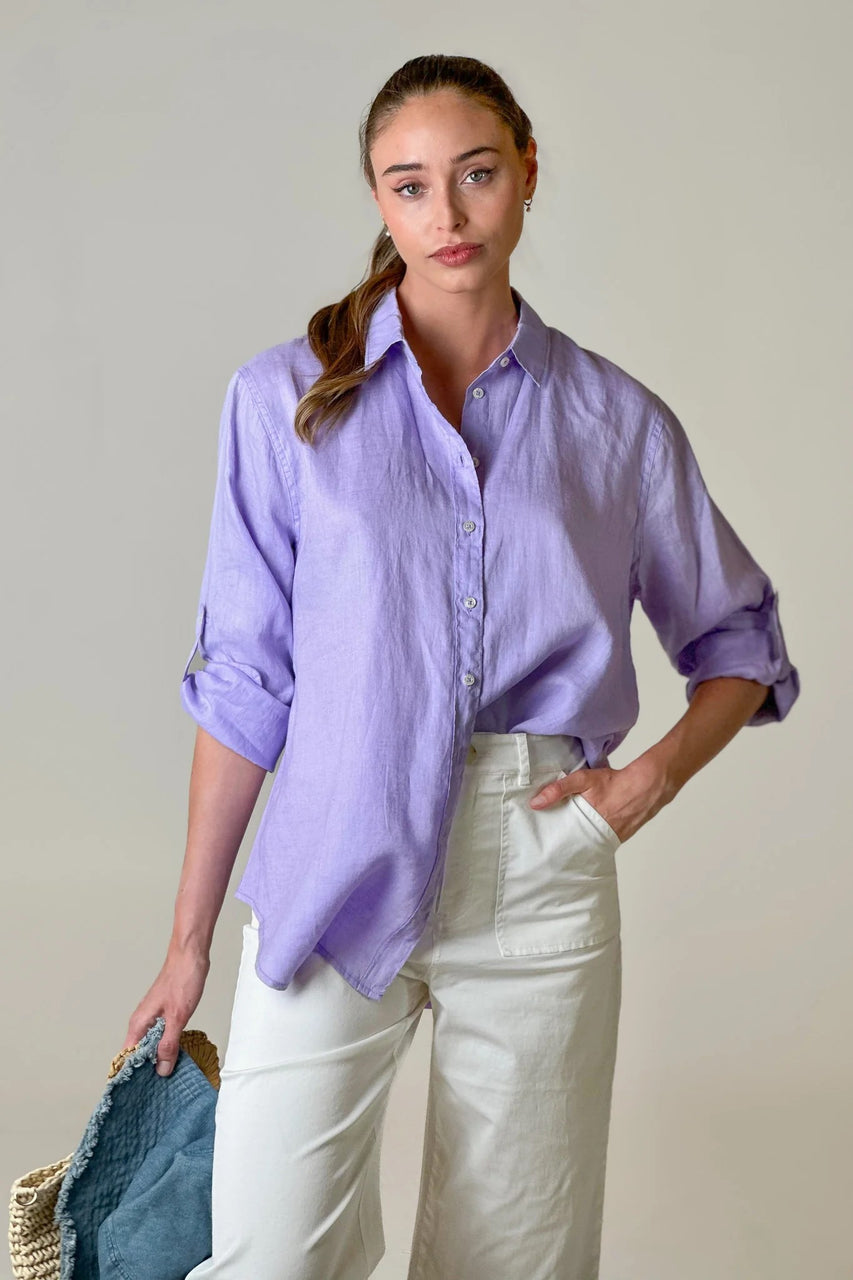 Boyfriend Linen Shirt | Lavender by Hut Clothing. Australian Art Prints and Homewares. Green Door Decor. www.greendoordecor.com.au
