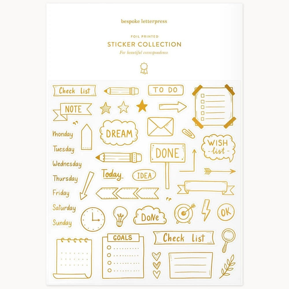 Bullet Journalling Sticker Sheet by Bespoke Letterpress. Australian Art Prints, Gifts, Fashion and Homewares. Green Door Decor. www.greendoordecor.com.au