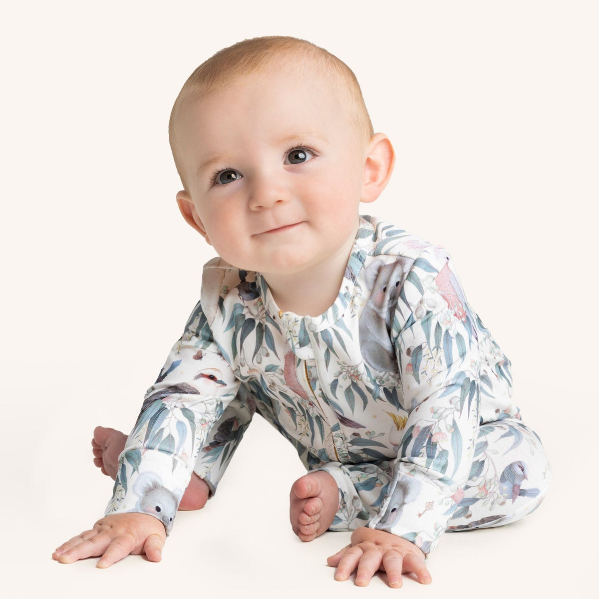 'Bush Babies' Coverall Onesie & Beanie Set Fleur Harris Green Door