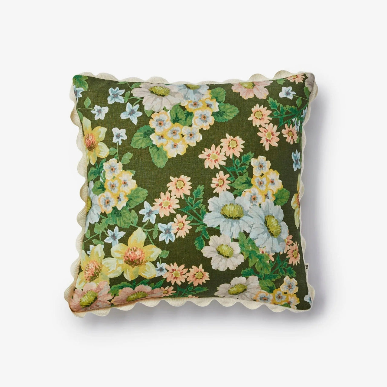 Linen Cushion (50cm) | Buttercup Olive by Bonnie and Neil. Australian Art Prints and Homewares. Green Door Decor. www.greendoordecor.com.au