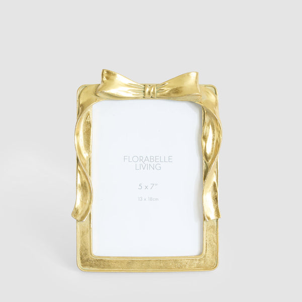 Lumi Bow 5x7 inch | Photo Frame Gold by Florabelle Living. Australian Art Prints, Gifts, Fashion and Homewares. Green Door Decor. www.greendoordecor.com.au