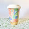 12oz Ceramic Travel Mug in Pink Multi by Bei Creative. Australian Art Prints and Homewares. Green Door Decor. www.greendoordecor.com.au