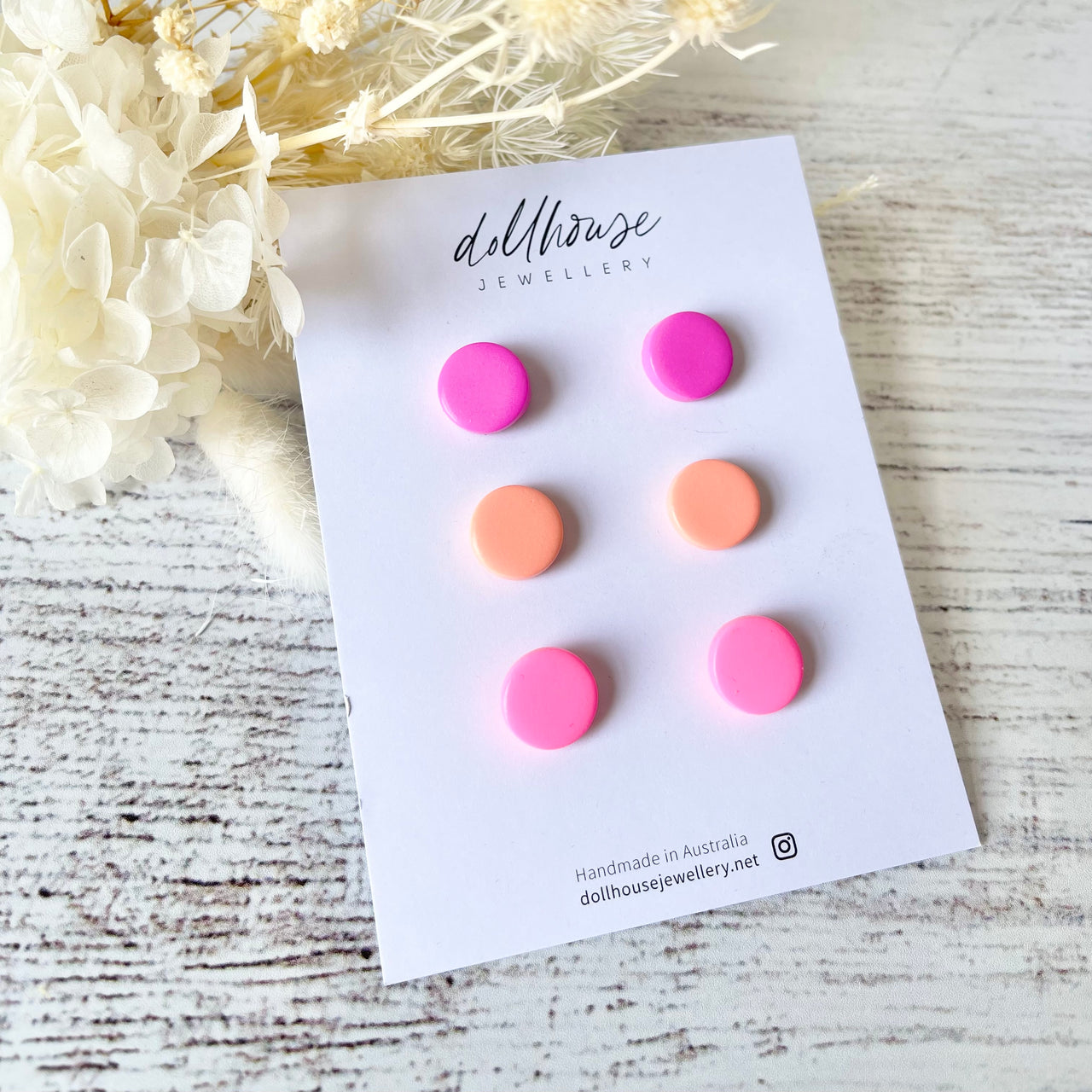 Dollhouse Stud Pack | Pinks by Dollhouse Jewellery. Australian Art Prints and Homewares. Green Door Decor. www.greendoordecor.com.au